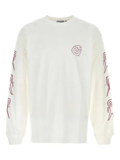 Carhartt Wip T-shirt Ls Terrestrial In Organic Single Jersey In Neutral