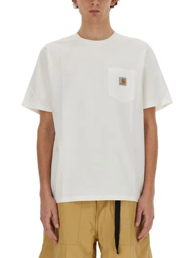 Carhartt Logo Embroidered Crewneck T-shirt In White