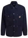 Carhartt Collared Canvas Chore Coat With Long Sleeves In Black