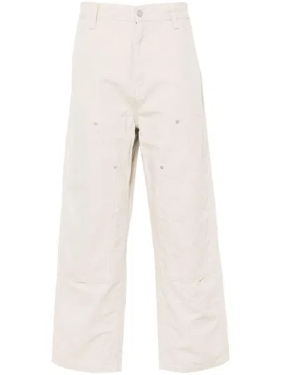 Carhartt Double Knee Cotton Blend Trousers In Neutral