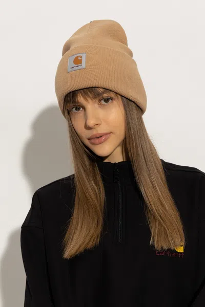 Carhartt Wip ‘watch' Beanie With Logo In Beige