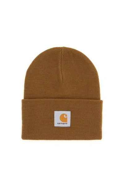 Carhartt Wip Watch Logo Patch Beanie In Brown