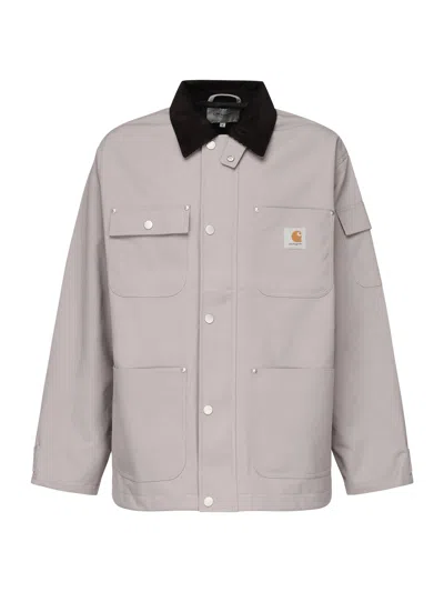 Carhartt Wip Waterproof Grey Jacket With Velvet Collar