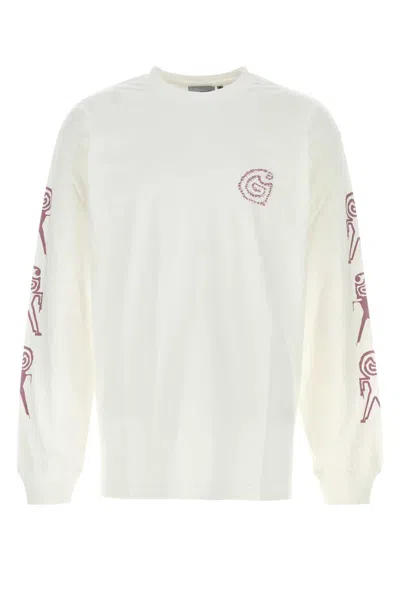 CARHARTT CARHARTT WIP WHITE COTTON L/S TERRESTRIAL T-SHIRT