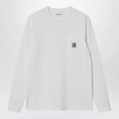 Carhartt Wip  White L/s Pocket T-shirt In Brown