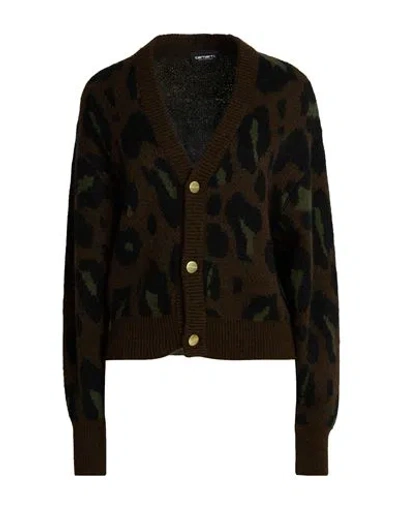 Carhartt Wip Woman Cardigan Brown Size S Acrylic, Alpaca Wool, Nylon In Multi