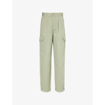 Carhartt Wip Womens Misty Green Collins Tapered-leg Mid-rise Organic-cotton Trousers