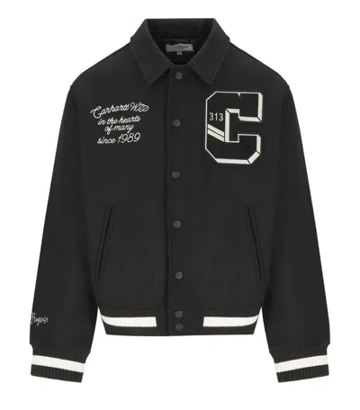 Carhartt Wip World Class Black Varsity Jacket In Gray