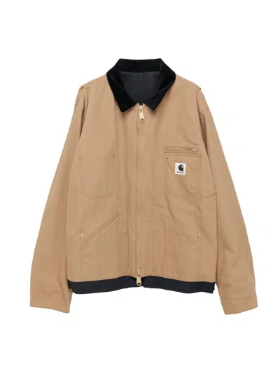 Pre-owned Carhartt Wip X Sacai Reversible Duck Jacket 3colors Black Gray Beige Size 0-4 In Beige/navy