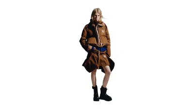 Pre-owned Carhartt Wip X Sacai Women's Duck Puffer Jacket In Sacai Dark Beige