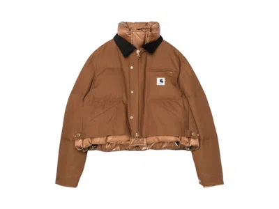 Pre-owned Carhartt Wip X Sacai Women's Duck Puffer Jacket In Sacai Dark Beige