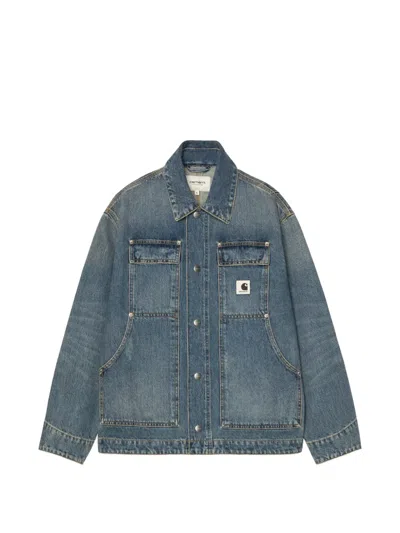 Carhartt Boxy Fit Denim Jacket With Triple-stitched Seams In Blue