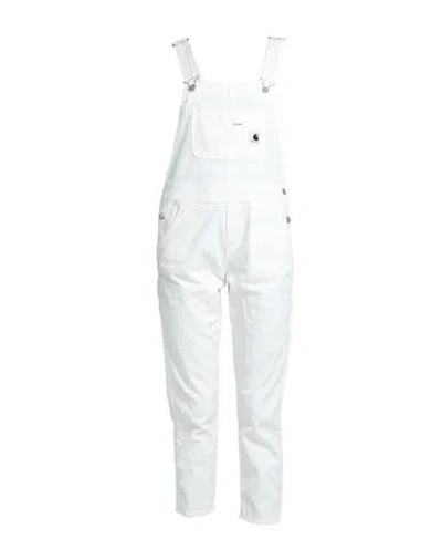 Carhartt Woman Overalls Ivory Size M Cotton, Elastane In White