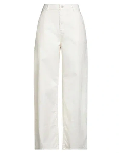 Carhartt Woman Pants Off White Size 30 Cotton, Elastane