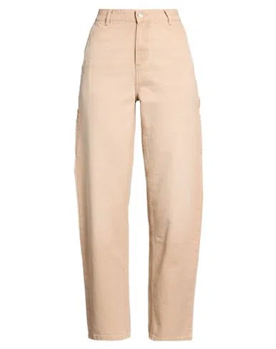 Carhartt Woman Pants Sand Size 28w-30l Organic Cotton In Neutral