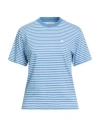 Carhartt Woman T-shirt Light Blue Size S Organic Cotton In Blue