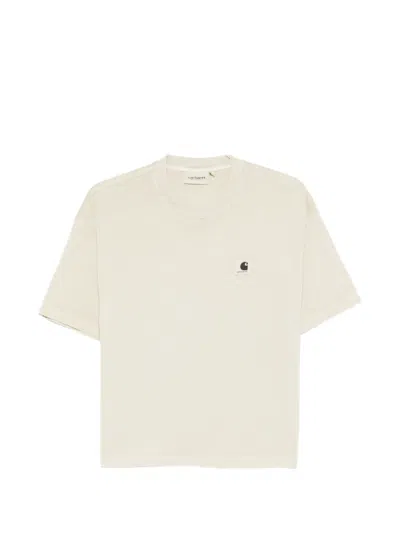 Carhartt Women Beige Crew Neck Logo T-shirt In Neutral