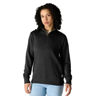 Carhartt Women's  Tencel Fiber Series Sweatshirt Ivory Relaxed Fit 1/2 Zip Jax354 In Black