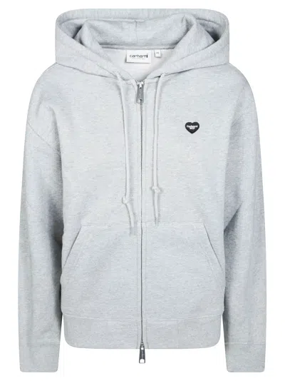 Carhartt Women's Hooded Mini Heart Patch Cotton Jacket In Gray