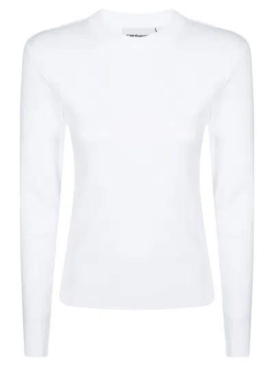 Carhartt Women's Long Sleeve Cotton/elastane T-shirt In Bianco