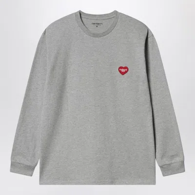 Carhartt Women's L/s Heart Patch T-shirt In Gray