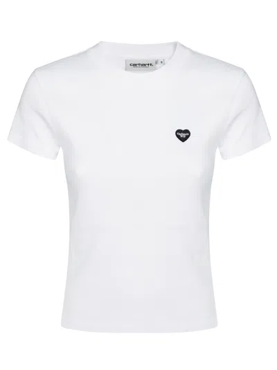 Carhartt Women's Mini Heart Patch Organic Cotton T-shirt In Bianco