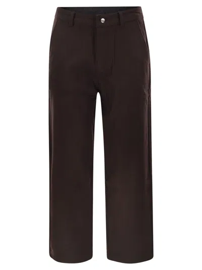 Carhartt Wool Blend Trousers With Patch Pockets In Brown