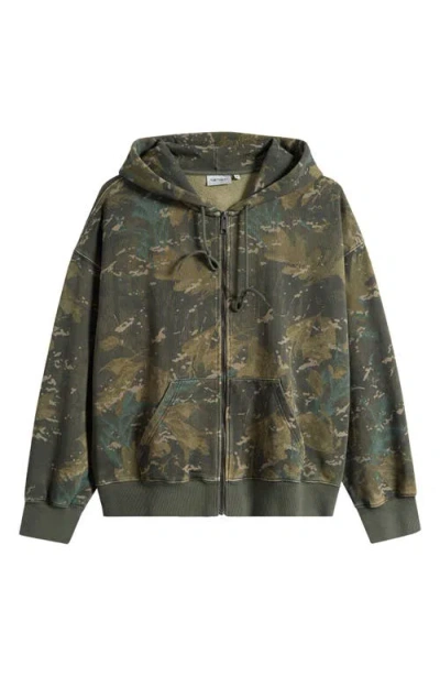 Carhartt Work In Progress Benton Camo Cotton French Terry Zip Hoodie In Brown