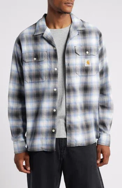 Carhartt Work In Progress Blanchard Check Long Sleeve Camp Shirt In Blue