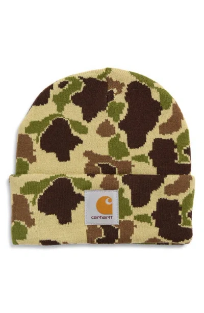 Carhartt Work In Progress Camo Duck Beanie In Green