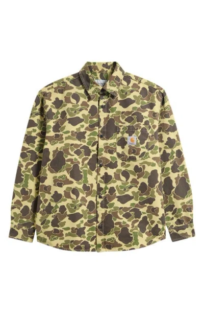 CARHARTT CARHARTT WORK IN PROGRESS CAMO DUCK COTTON CANVAS BUTTON-UP SHIRT