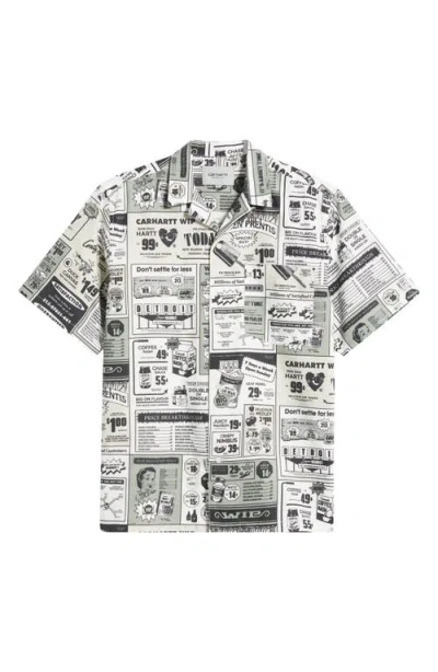 Carhartt Newspaper-print Short-sleeve Shirt In Pattern