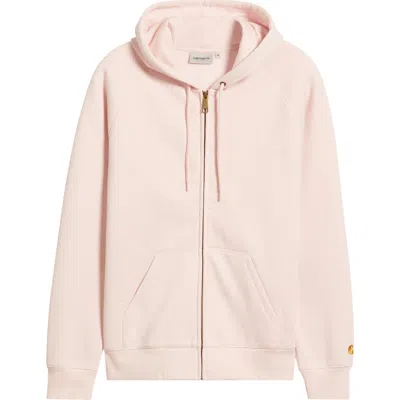 Carhartt Work In Progress Chase Cotton Blend Zip-up Hoodie In Air Pink/gold