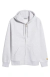 Carhartt Work In Progress Chase Cotton Blend Zip-up Hoodie In Ash Heather/gold