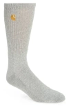 Carhartt Work In Progress Chase Crew Socks In Grey Heather/gold