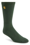 Carhartt Work In Progress Chase Crew Socks In Sycamore Tree/gold