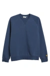 Carhartt Work In Progress Chase Crewneck Sweatshirt In Dusky Blue/gold