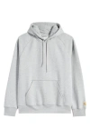Carhartt Light Grey Cotton Blend Hooded Chase Sweat In Grey Heather/gold