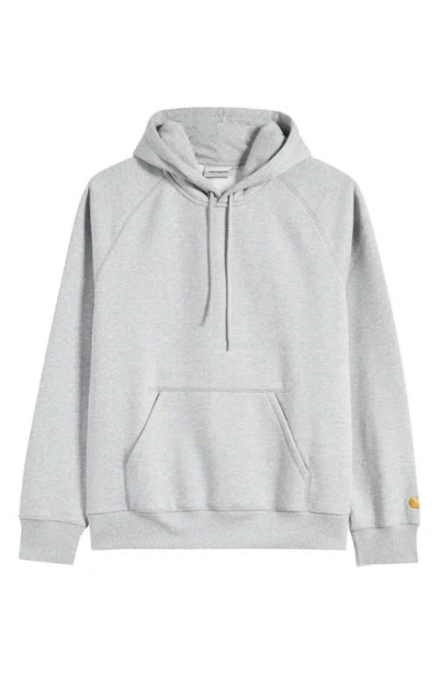 Carhartt Chase Logo-embroidered Cotton-blend Jersey Hoodie In Gray