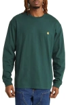 Carhartt Long-sleeved Chase T-shirt In Discovery Green/gold
