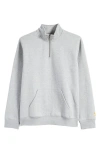 Carhartt Chase Half-zip Sweatshirt In Grey Heather/gold