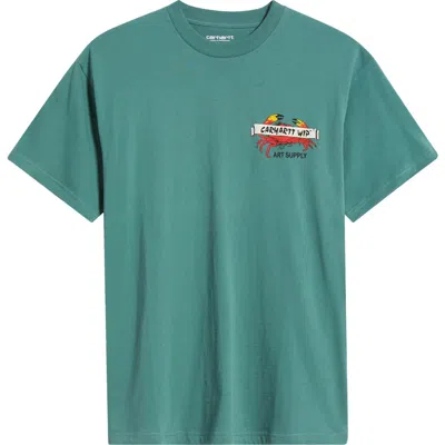 Carhartt Work In Progress Crab Paint Organic Cotton Graphic T-shirt In Green