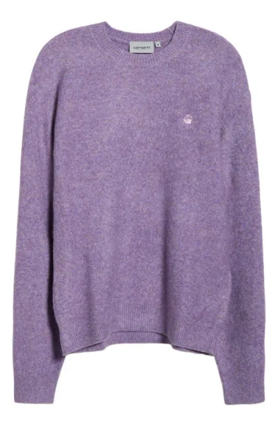 Carhartt Work In Progress Curtis Heathered Crewneck Sweater In Purple