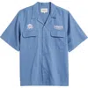Carhartt Work In Progress Deli Embroidered Short Sleeve Cotton Button-up Shirt In Blue