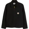 Carhartt Work In Progress Detroit Cotton Canvas Chore Jacket In Black/black Rinsed