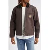 Carhartt Work In Progress Detroit Zip Organic Cotton Canvas Utility Jacket In Tobacco/black Rigid