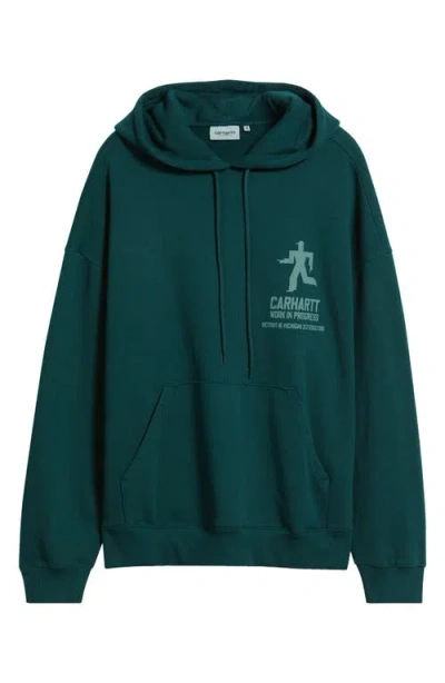 Carhartt Work In Progress Distance Cotton Graphic Hoodie In Green