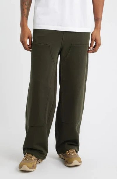 Carhartt Work In Progress Double Knee Cotton Blend Sweatpants In Green