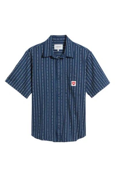 Carhartt Work In Progress Drewe Short Sleeve Button-up Shirt In Blue
