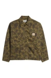 Carhartt Work In Progress Duck Detroit Camo Organic Cotton Canvas Zip Jacket In Duck Green Green Garment Dyed